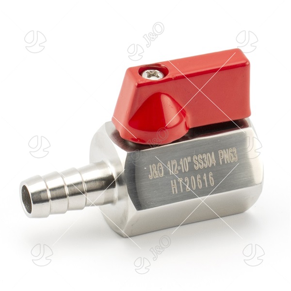 Red Handle SS304 Female To Hose Adapter Mini Ball Valve
