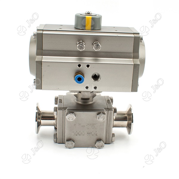 Sanitary Stainless Steel Square Pneumatic Clamped Ball Valve With Aluminum Actuator