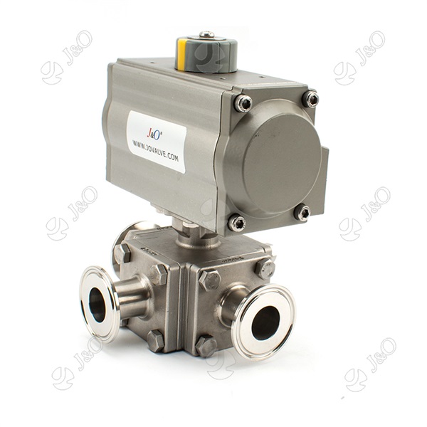Sanitary Stainless Steel Square Pneumatic Tri Clamp Clamped Ball Valve With Aluminum Actuator